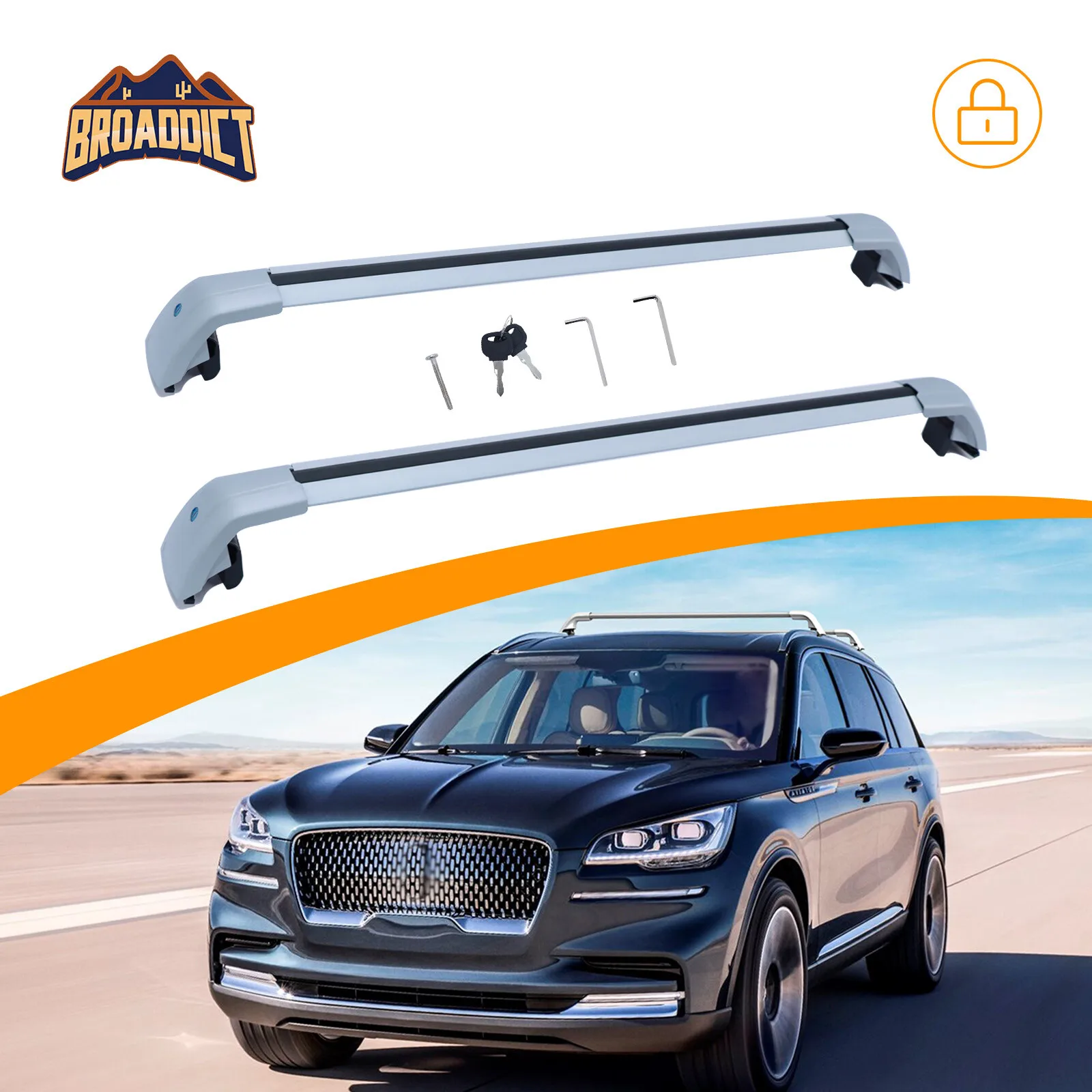 

165lbs Roof Rack Cross Bars for 2019-2024 Lincoln Aviator Lockable Adjustable