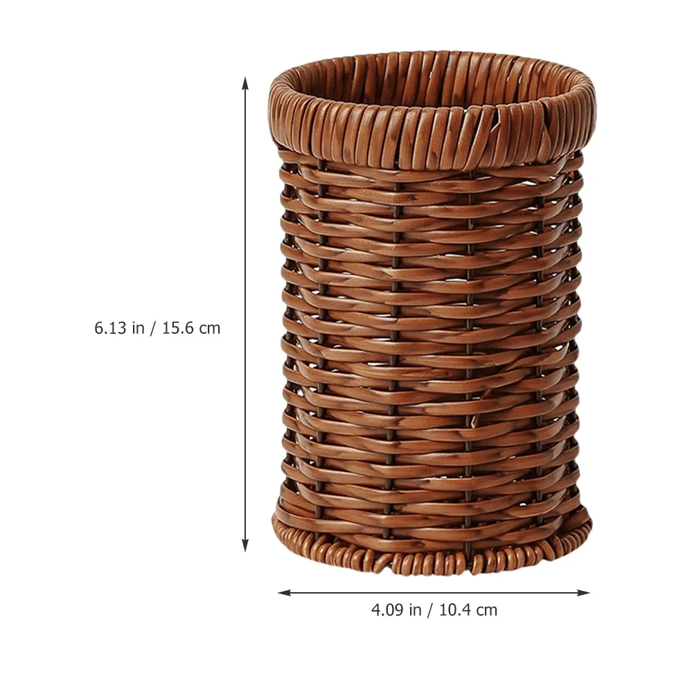 

Retro Kitchen Utensil Holder Woven Cutlery ganizer Imitation Rattan Basket Storage Solution Lightweight Portable Countertop