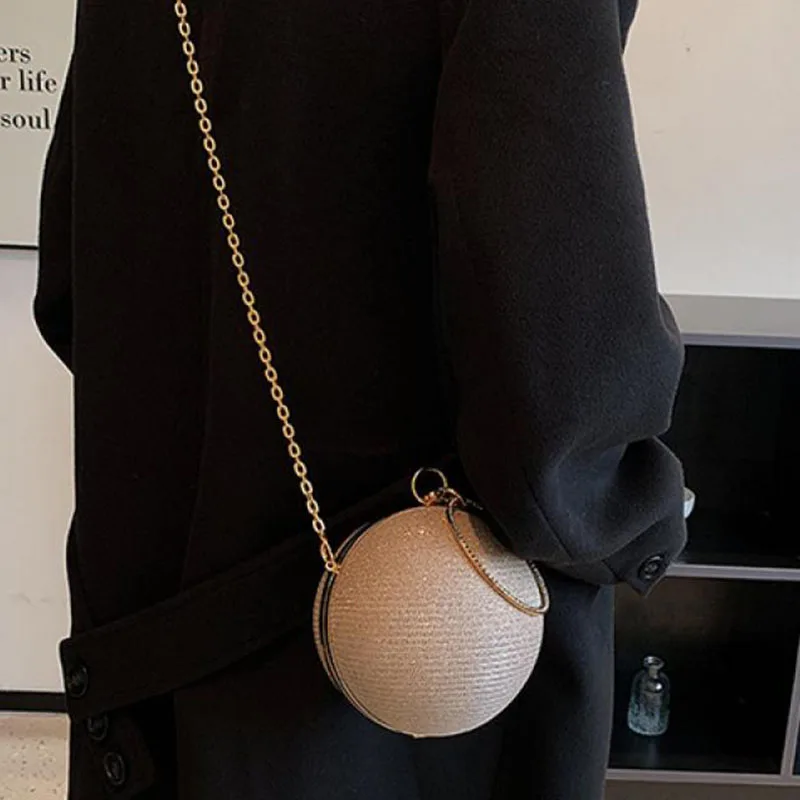 Circular Ring Portable Evening Bags Metal Sliver Round Ball Handbags For Lipstick Elegant Luxury Clutch Purse Wedding Wallets