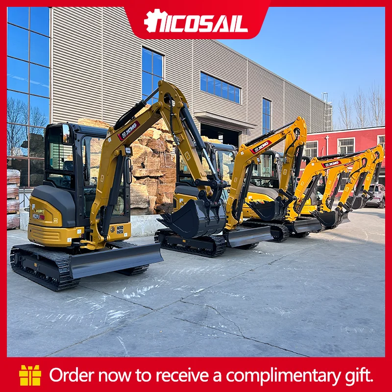 3.0 Ton Mini Excavator Mini Digger 360° Rotation Replaceable Assistive Arm Side Swing Customized Bucket Replaceable Bucket