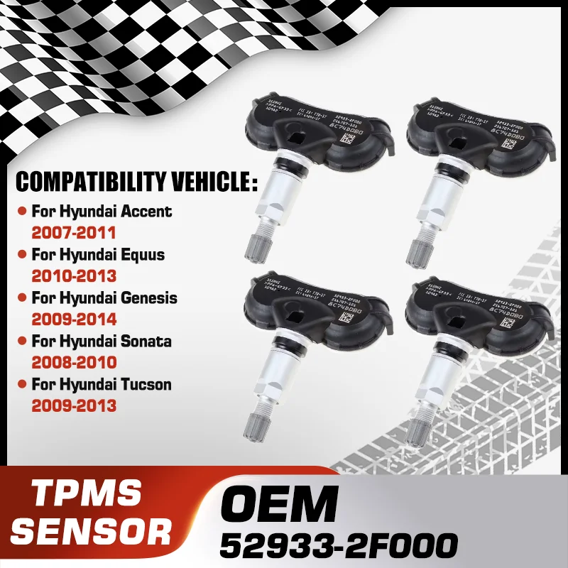 

1/4PCS Tire Pressure Sensor For Hyundai Accent Hyundai Equus Hyundai Genesis Hyundai Sonata Hyundai Tucson 52933-2F000 315 MHz