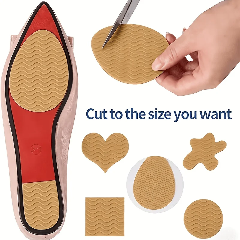 6-Piece Cuttable Non-Slip Sole Pads – Self-Adhesive Rubber Anti-Slip Sole Protectors for High Heels