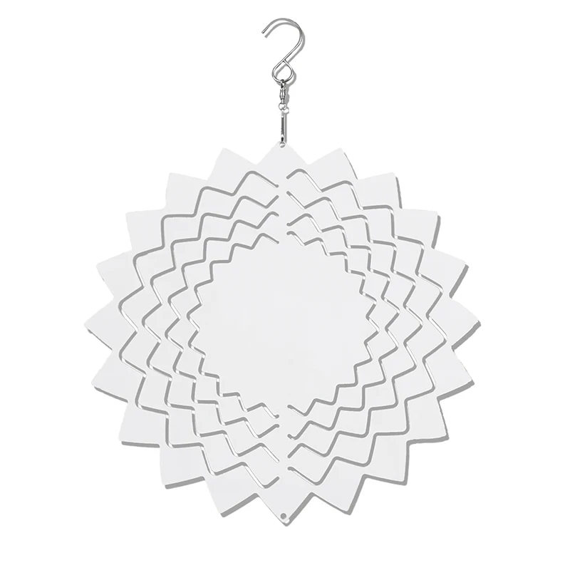 10 polegadas sublimação girador de vento em branco, decoração de jardim pendurado para janela interior ao ar livre quintal jardim