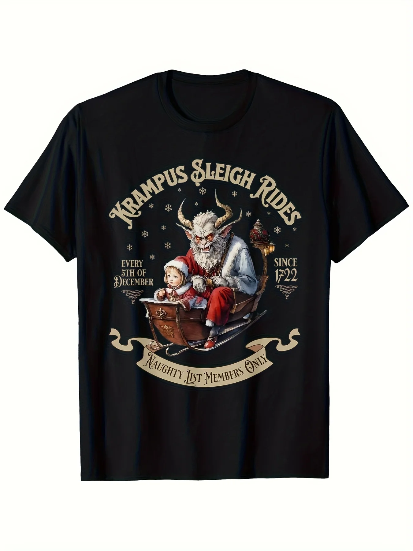 

Men's Fun Krampus Sleigh Ride T-Shirt - 100% Cotton Vintage