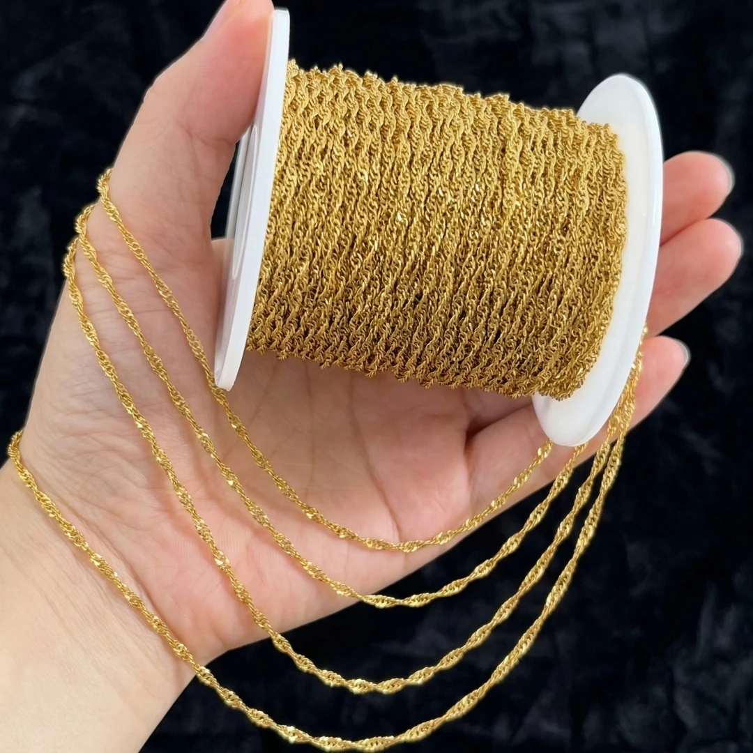 2 Meter Edelstahl Flache Gedrehte Gliederketten für DIY Halsketten Armbänder Schmuckherstellung Zubehör Materialien – Detail 2