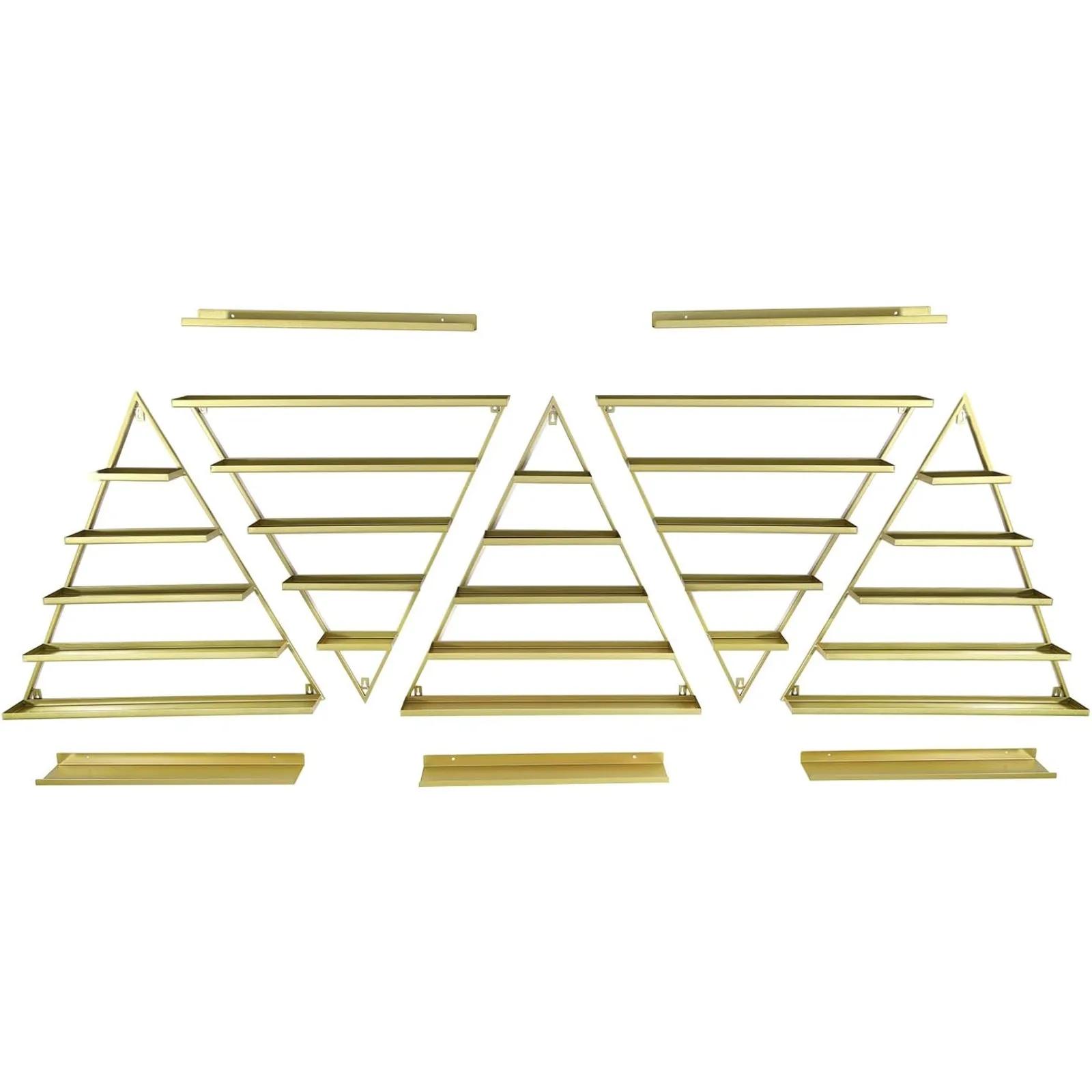 10 Pcs Nail Polish Organizer Rack, 5 Multi-Tier Wall-Mounted Acrylic Nail Polish Rack -  5 Horizontal Bars for Home, Cosmetics Stores and Beauty Shops (Gold)