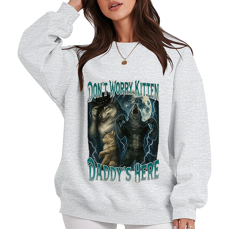 لا تقلق هريرة الأب هنا كول مضحك ألفا وولف ميمي هوديس المرأة موضة Bootleg الساخرة قائلا البلوفرات بلوزات