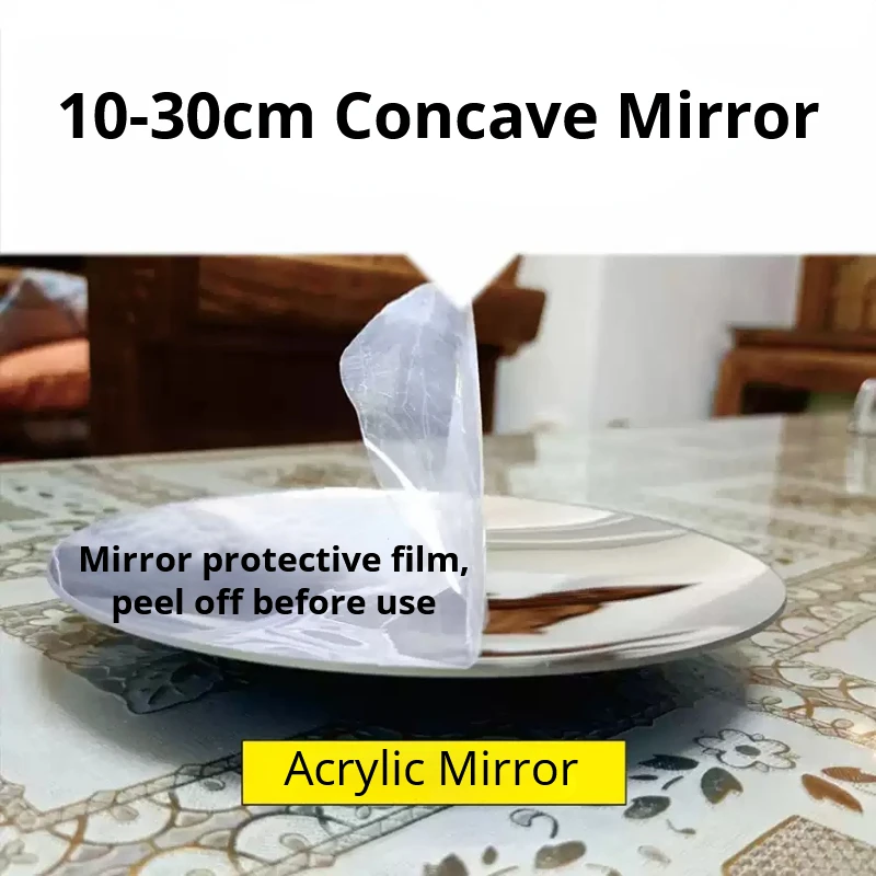 Espejo parabólico acrílico de plástico, enfoque menor cóncavo, protección UV, resistente, duradero, diámetro reflectante, 10cm/15cm/20cm/30cm, 1 ud.