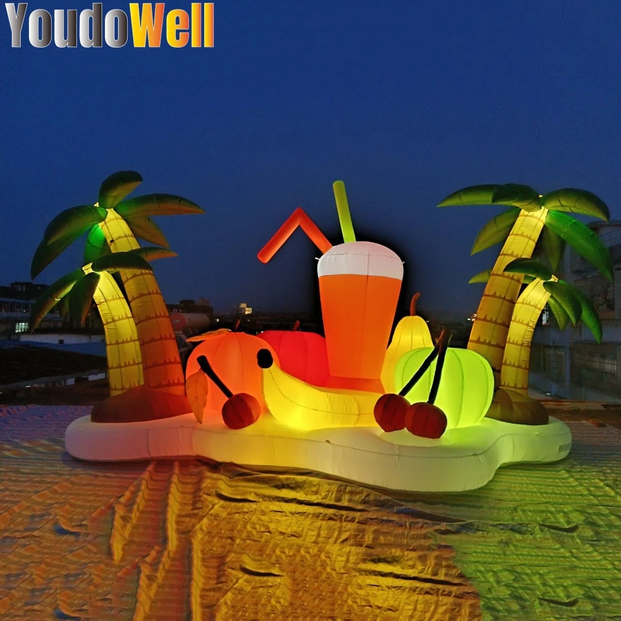 

Equipped With Various Fruits, Inflatable Coconut Trees And Flamingo Led Models, Suitable For Party Event Decorations