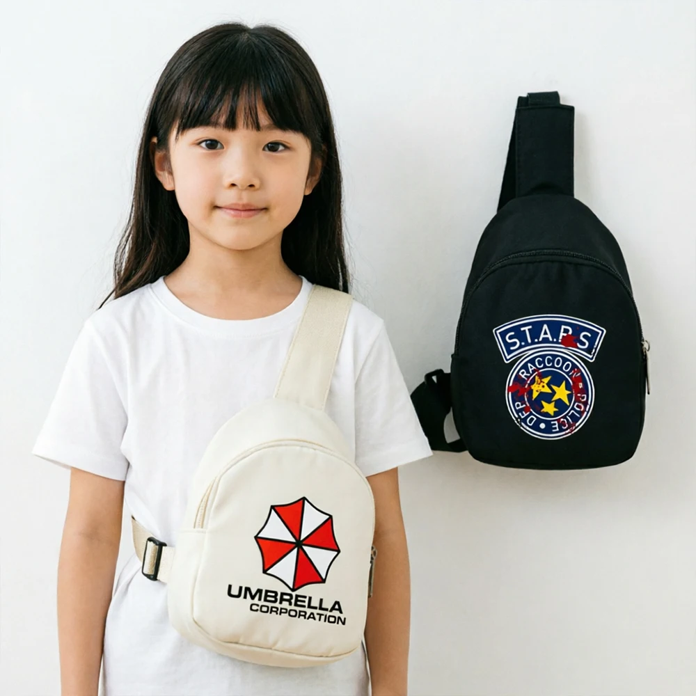 Umbrella Corporation Simple Children's ChestBag Crossbody ShoulderBag Trendy Casual Waist Storage Pouch Travel Little Girl Bags