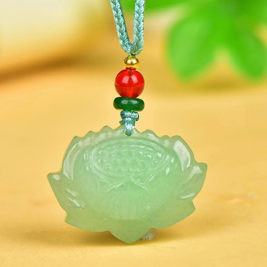 Pendentif en Pierre Verte Naturelle Aventurine pour Homme et Femme, Amulette de Pureté Annie, Bijoux Fins, Breloques de Mascotte