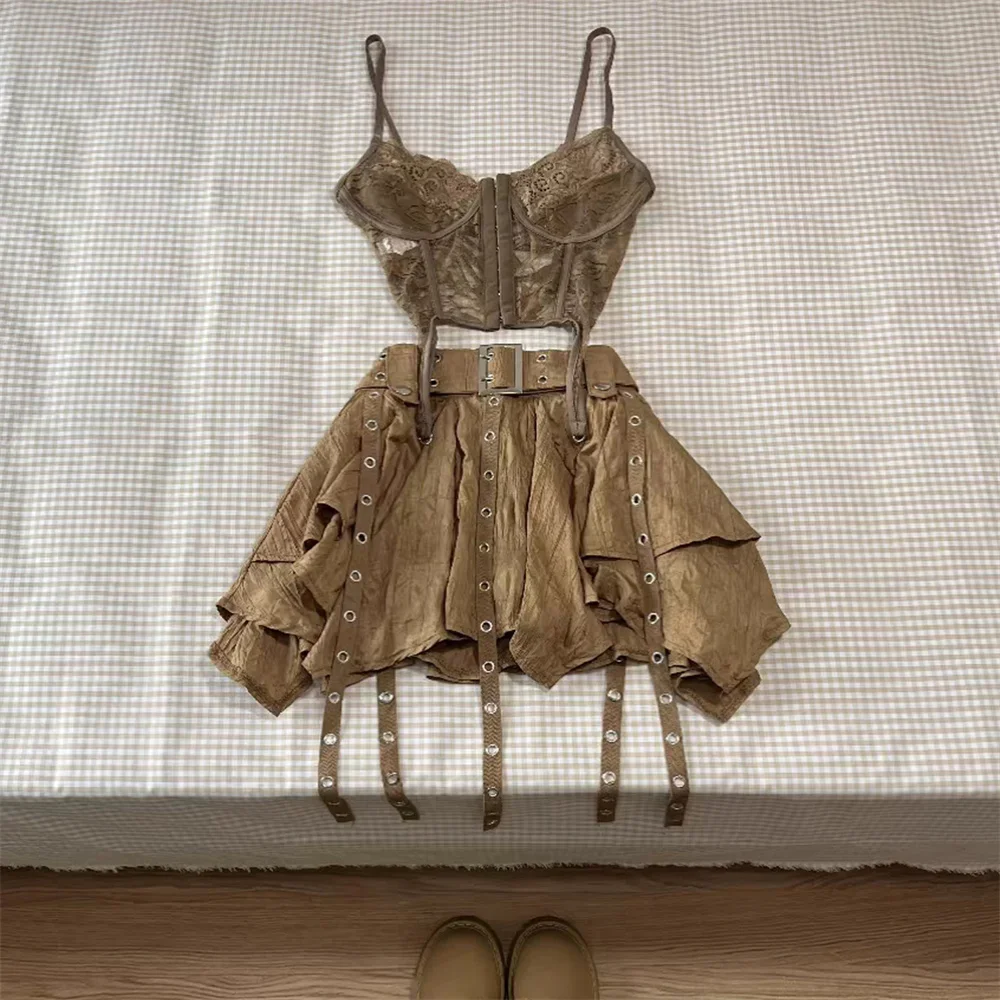 

New Short Cardigan Slim Vest Y2k E-Girl High Waist 2025 Harajuku Vintage 3 Piece Set Woman Hot Girls Korean Style Suit dsfujio2