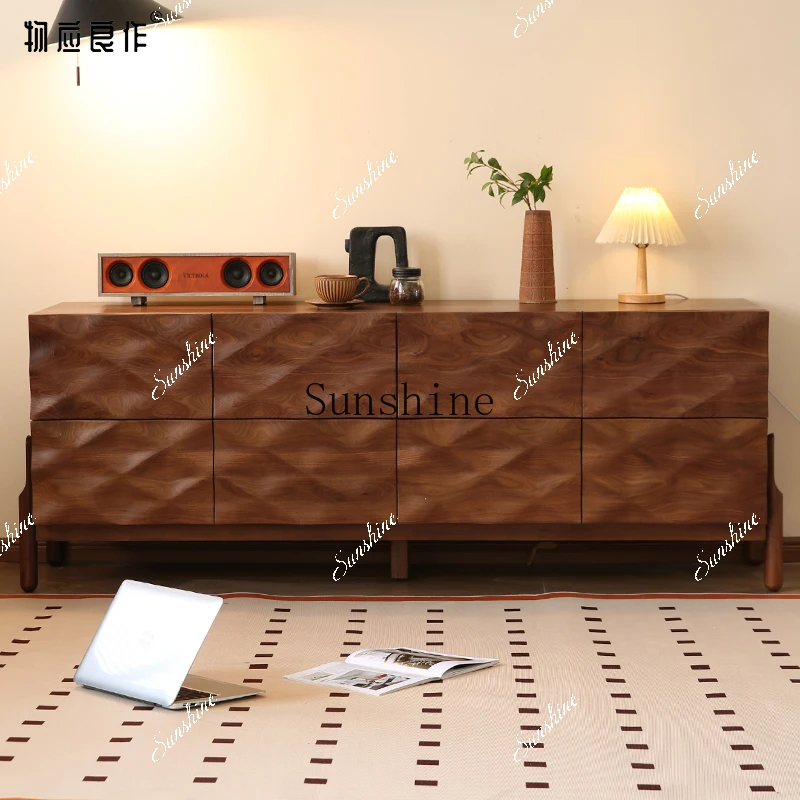 Black walnut bedside cabinet Full solid wood storage cabinet Bedroom retro  FT