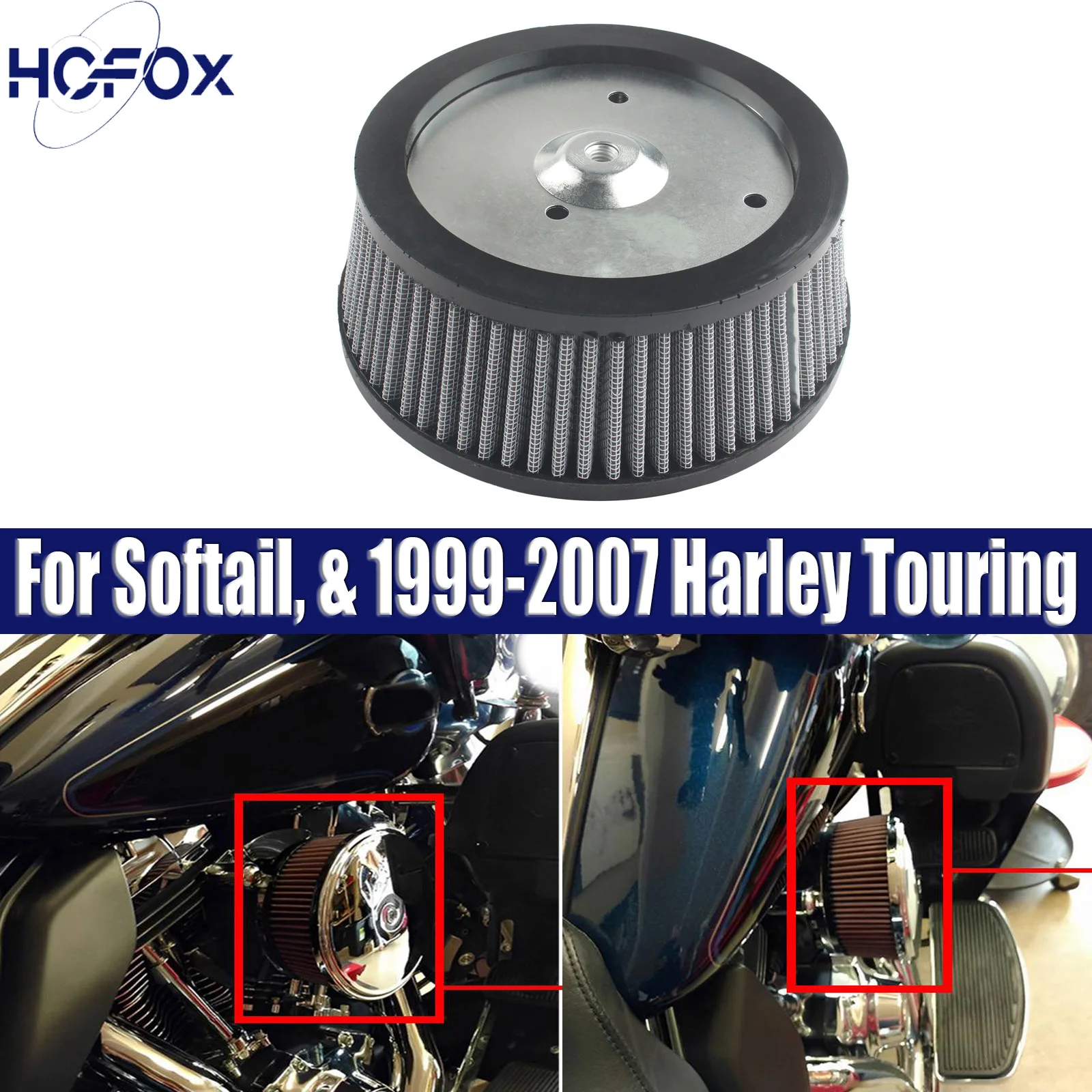 

Air Filter Intake Air Cleaner Element For Harley 1999-2017 Dyna, 2000-2015 Softail, & 1999-2007 Harley Touring