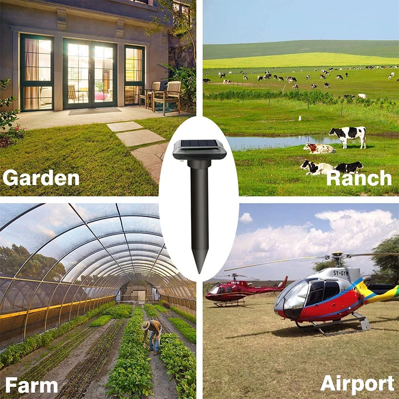 طارد فأر خارجي يعمل بالطاقة الشمسية P66 مقاوم للماء، مناسب للساحات والحدائق والمزارع