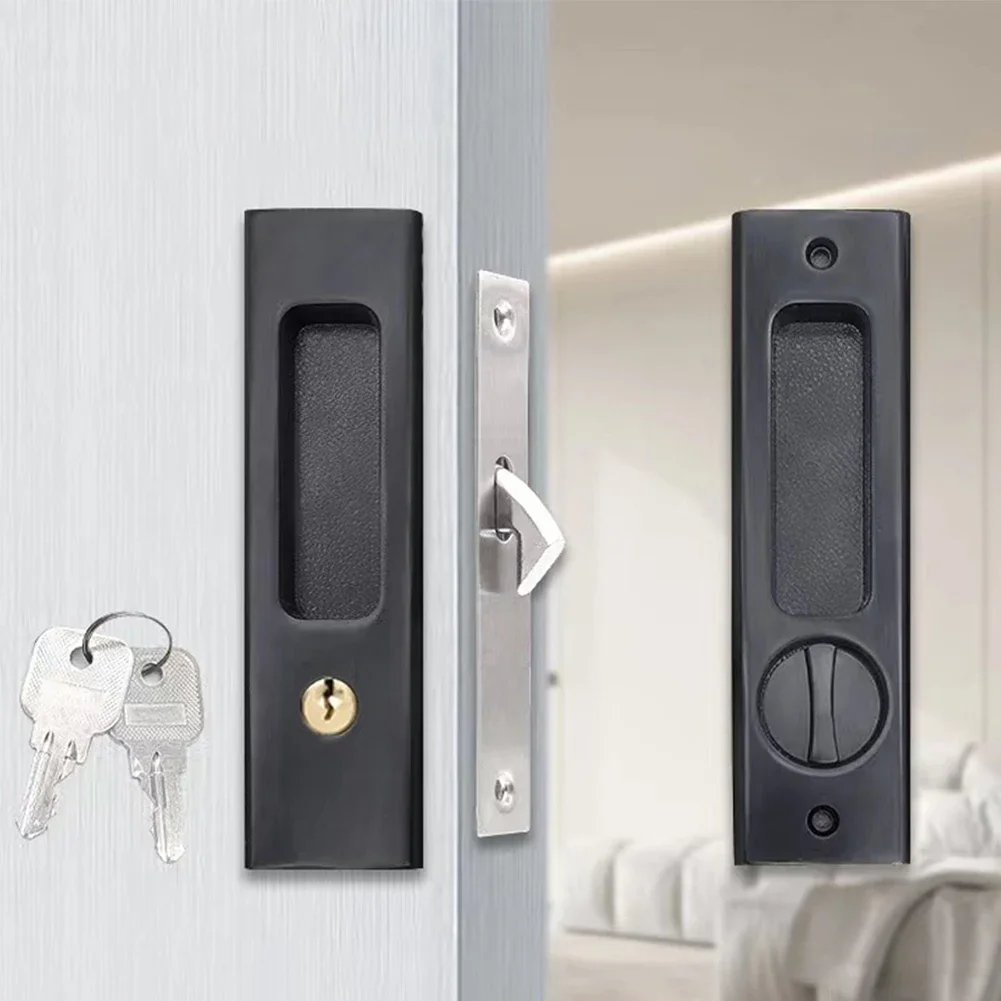 Invisible Sliding Door Lock com chave, gancho de cozinha interior, alça embutida, Varanda Hardware