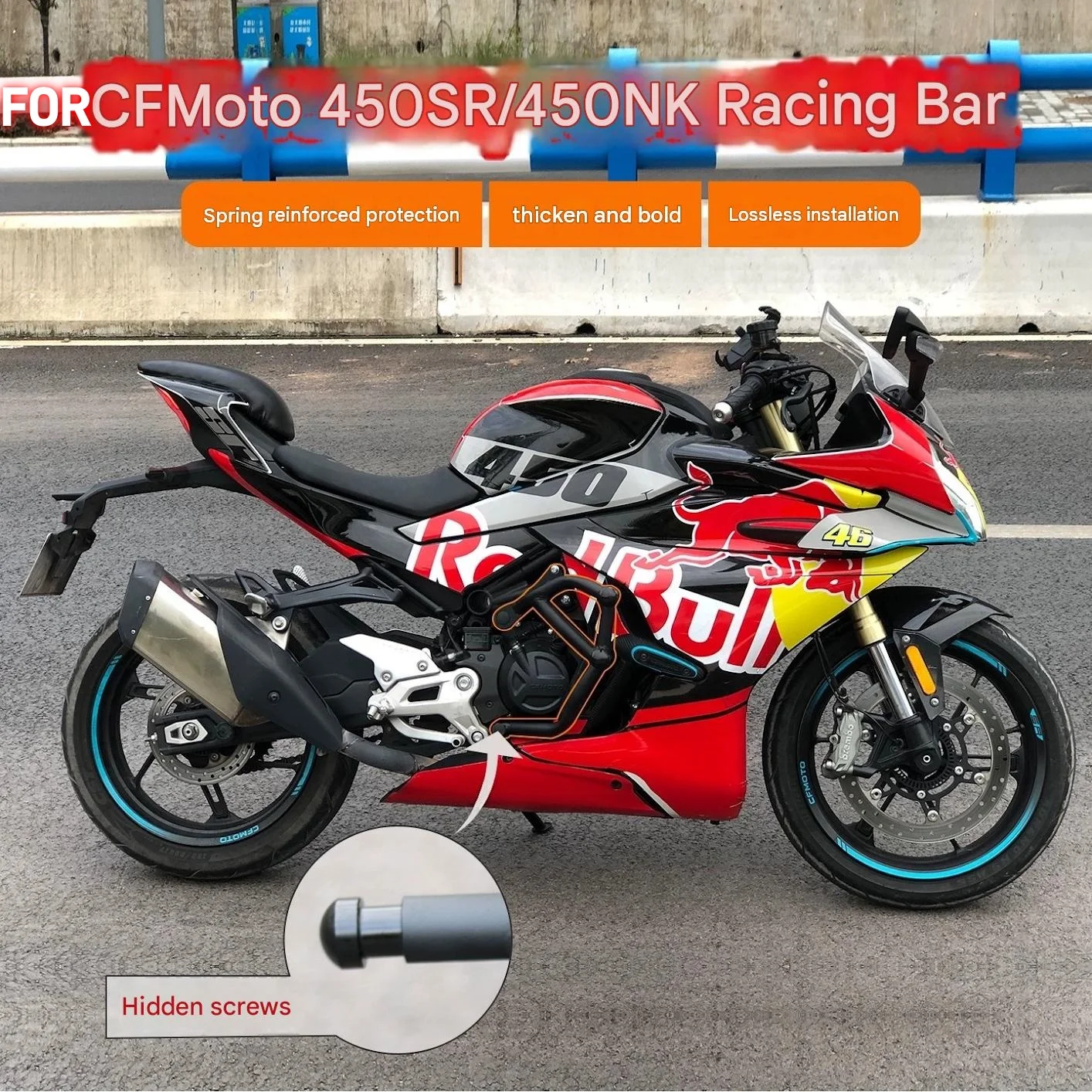 For CFMOTO 450SR/NK Competition Crash Bar Spring-Type Modified Split-Type Replaceable Individual Crash Sliders Off-Road Vehicles