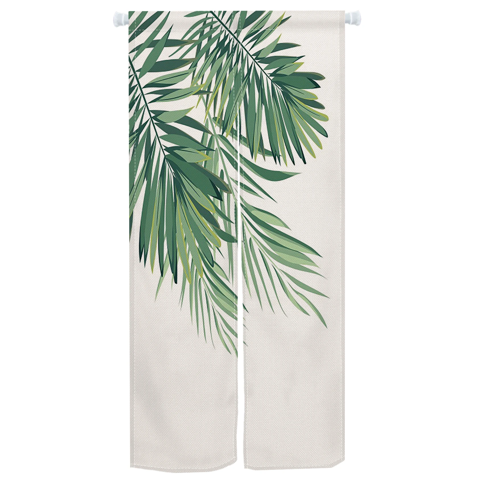 Green Palm Leaves Noren Door Curtains Kitchen Dining Room Partition Restaurant Entrance Doorway Decorative Hanging Half-curtain