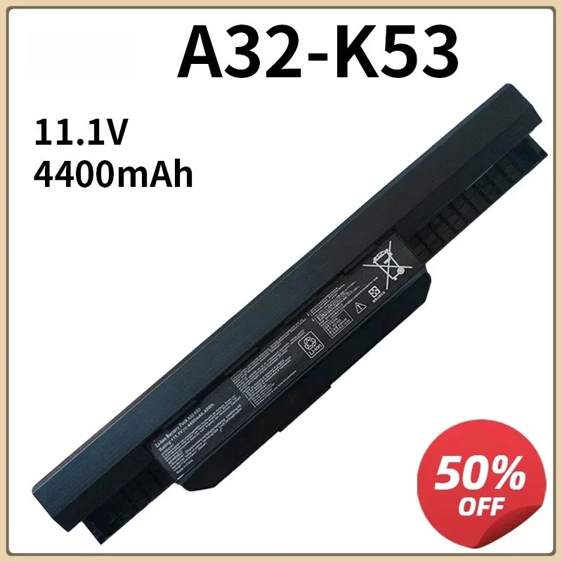 Longa vida para bateria do portátil asus 11.1v 4400mah para A32-K53 a43s a53s x44h x54h k43s x53e x43b sem protuberância