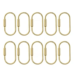 10 pcs 2.3inch raw brass  oval run course hexagon screw lock  Carabiner Keyring Keychain EDC tool scrap booking biner