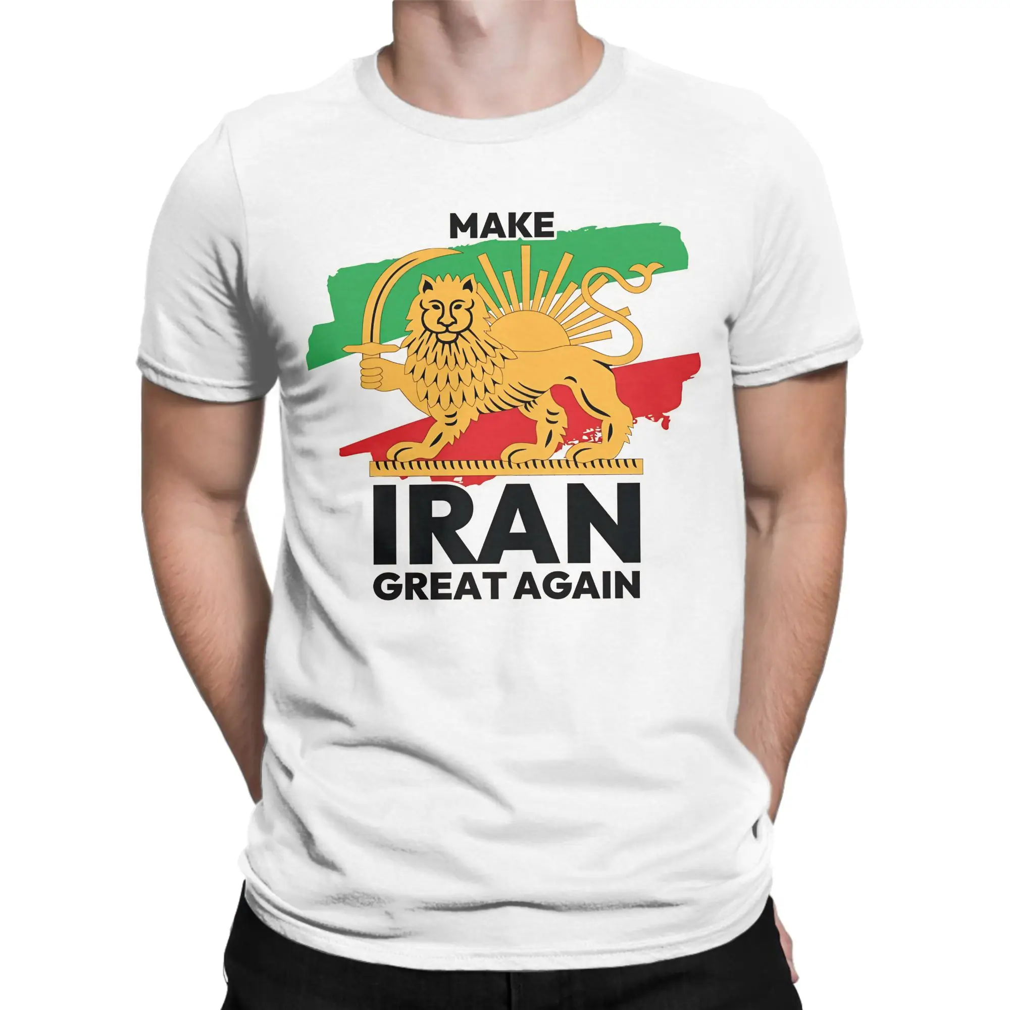 Man T-Shirt Make Iran Great Again Iranian  T Shirts Popular  Summer Tee Shirt Y2K Basic Casual 100% Cotton Tops Gift