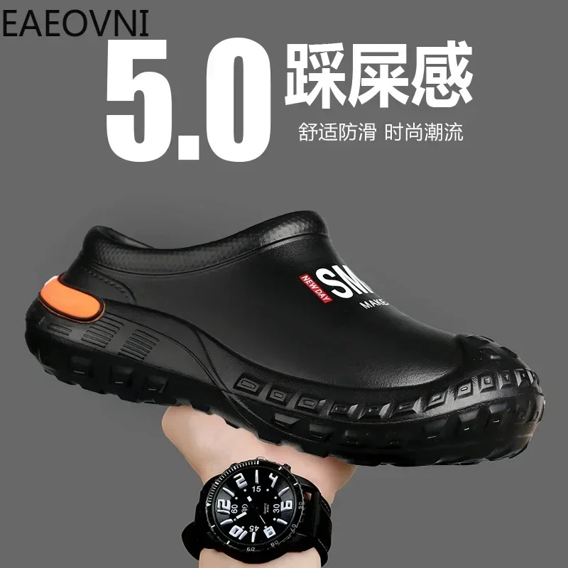 Men's Chef Eva Slippers Winter Shoes for Man Outdoor Non-slip Waterproof Thick Bottom Kitchen Working Casual Slipper for Mans