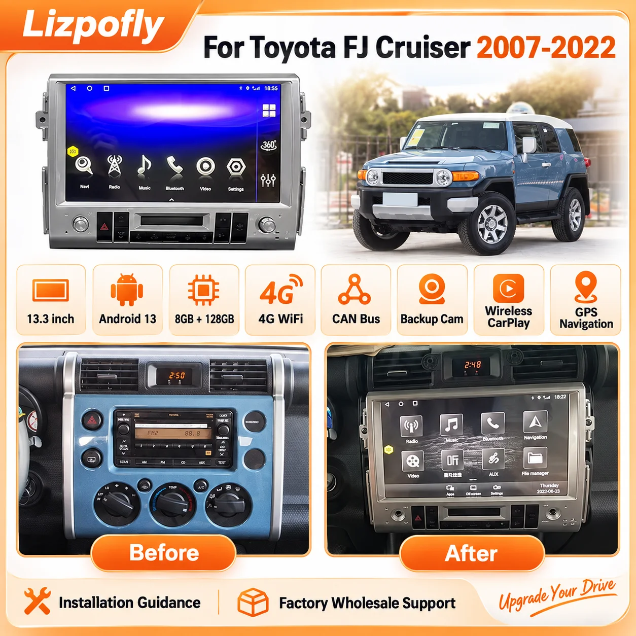 Wireless CarPlay GPS Navigation 13.3