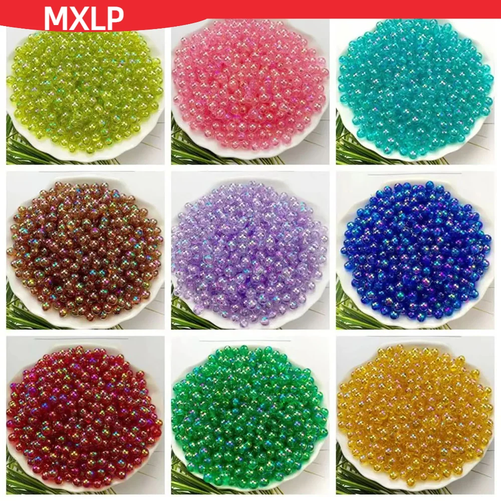 500g 3/4/5/6/8/10MM all'ingrosso AB colore rotondo perline acriliche foro dritto trasparente per gioielli che fanno braccialetto fai da te