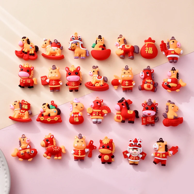 10 قطعة 2026 السنة الجديدة الحصان المفاتيح قلادة لطيف المهر Charms المعلقات لصنع المجوهرات المفاتيح DIY بها بنفسك اكسسوارات لوازم #2