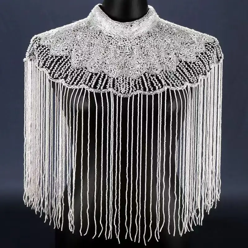 Fringed Shawl Handmade Beaded Full Embroidered Retro Cloud Shoulder Sari