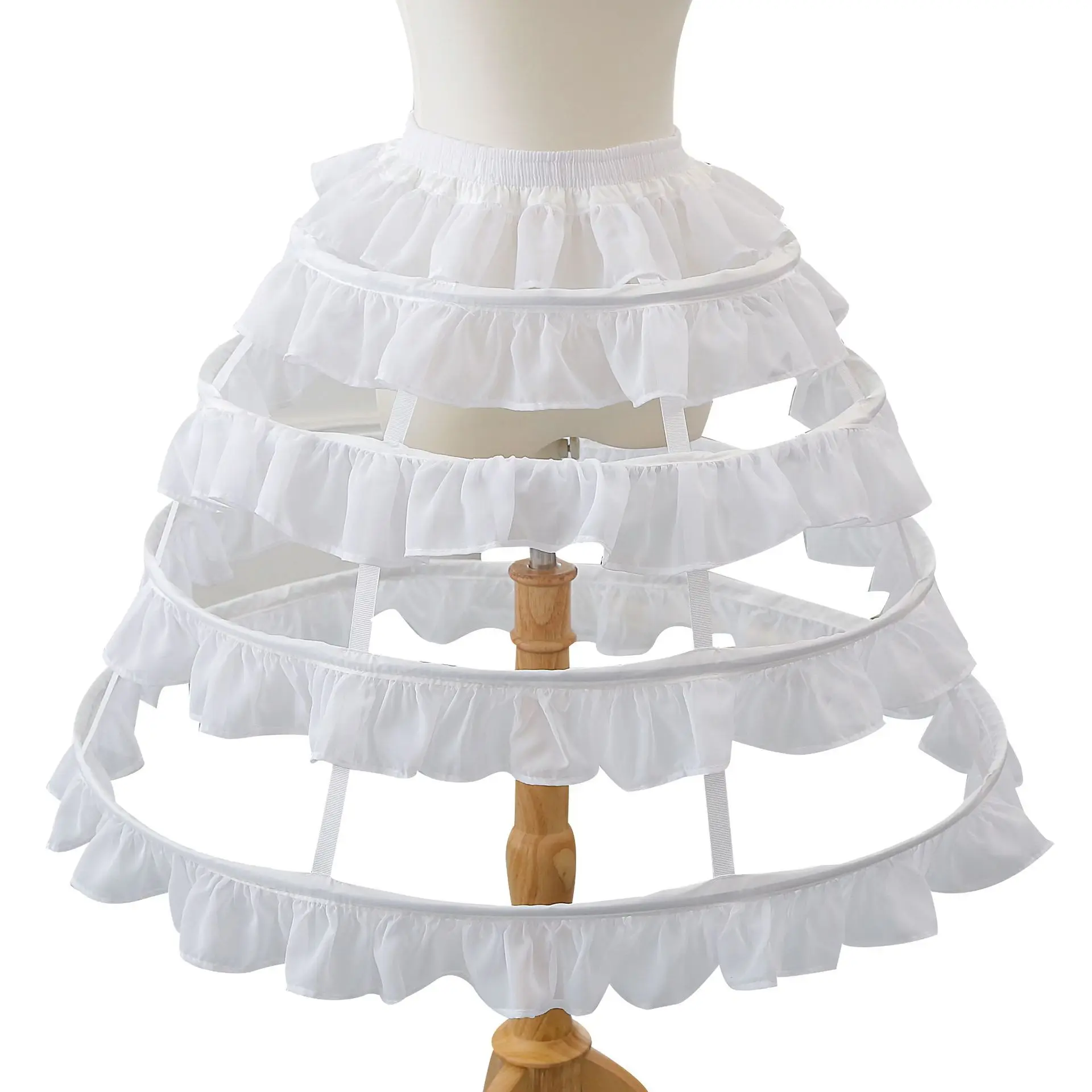 Vestido de novia de crinolina Lolita de cuatro capas, soporte en forma de campana, crinolina de hilo de doble capa