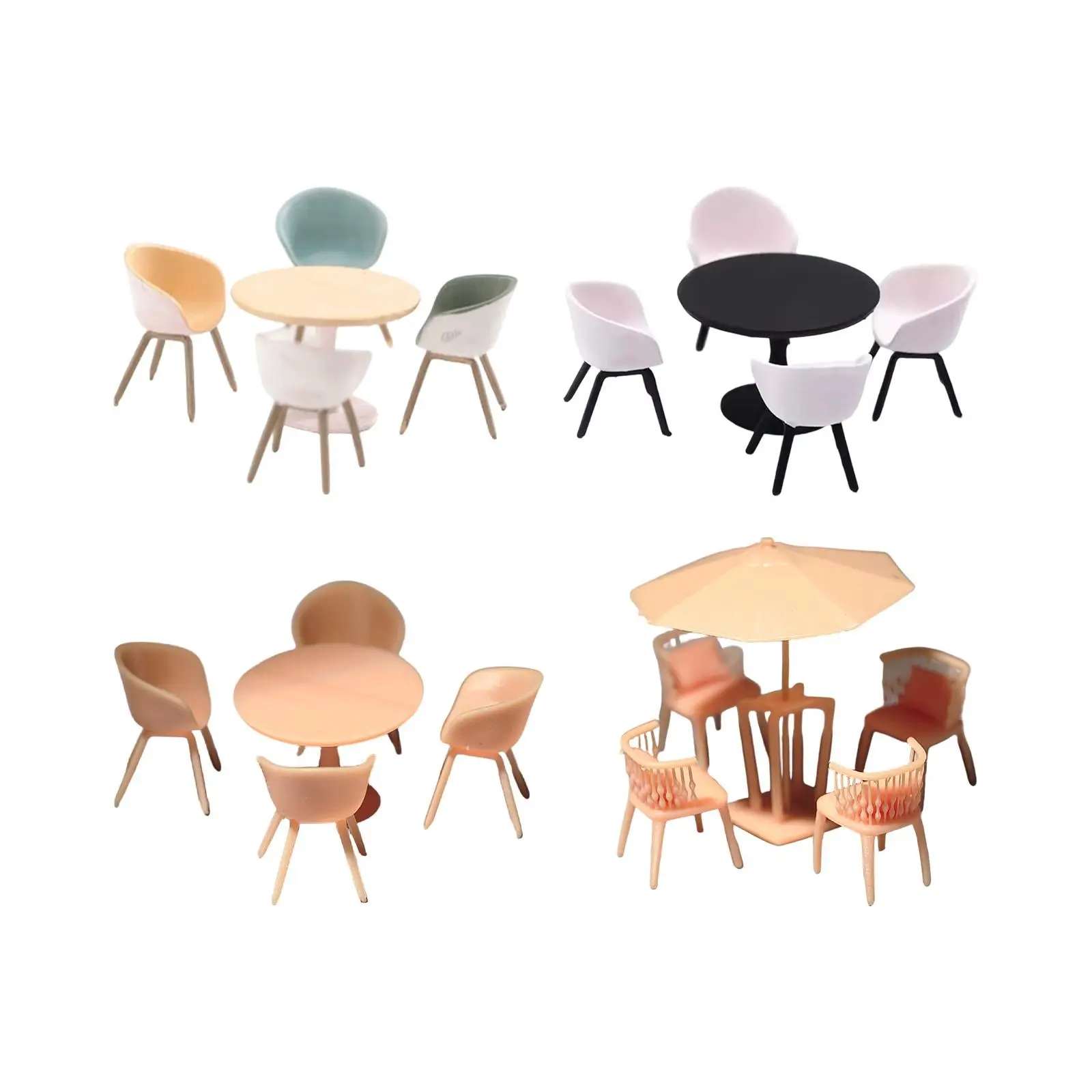 1/64 Scale Miniature Table Chair Set,Resin Furniture Model,Tiny,Decoration,Creative,Desk Chair Set Mini Diorama Accessories
