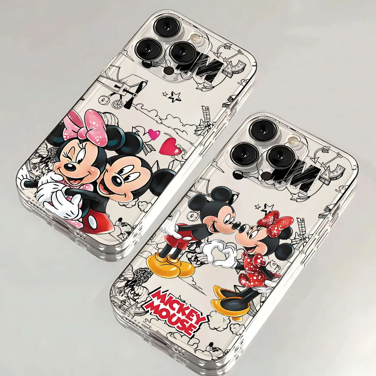 Funda de teléfono para Infinix Hot 60 50 40 30i 20i 12i 11 10i 10s 9 8 Play NFC 4G 5G Clear INS Y2K Disney Mickey Minnie Couple Soft TPU