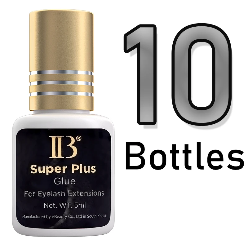 10 Bottles Original IBeauty Super Plus Glue for Eyelash Extensions 5ml Korea Golden Cap False Eyelash Glue Makeup Tools Supplies