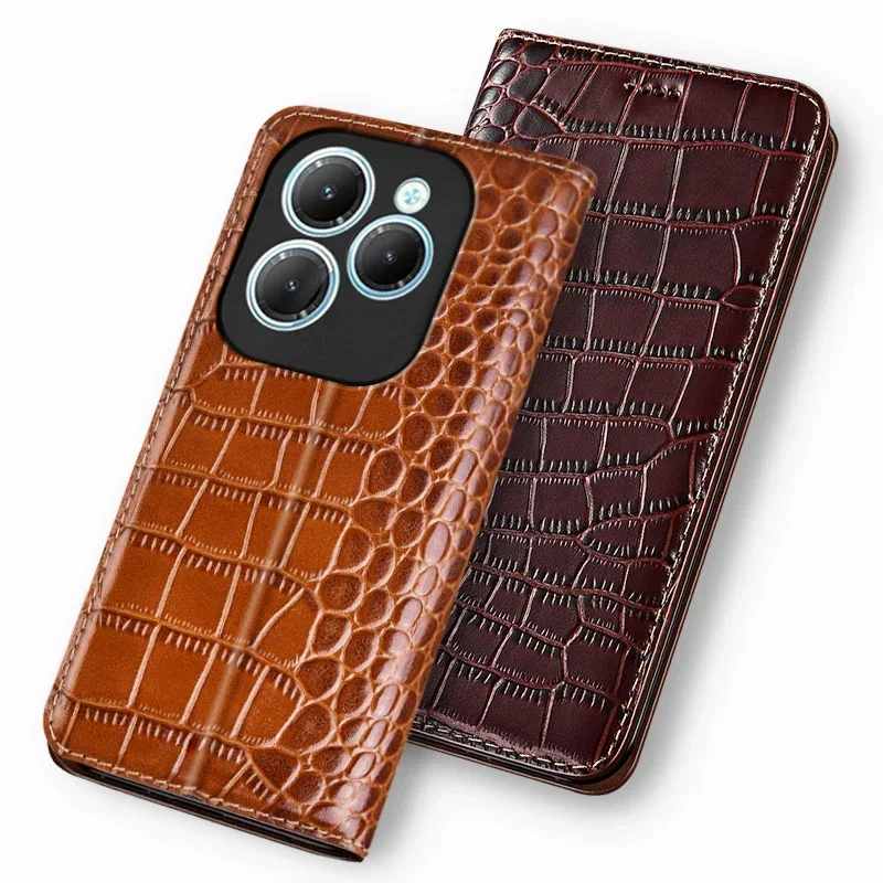 

Cases For Infinix Hot40 Hot 40i 40 Pro Hot40i Crocodile Pattern Flip Case Luxury Cowhide Genuine Leather Magnetic Wallet Covers