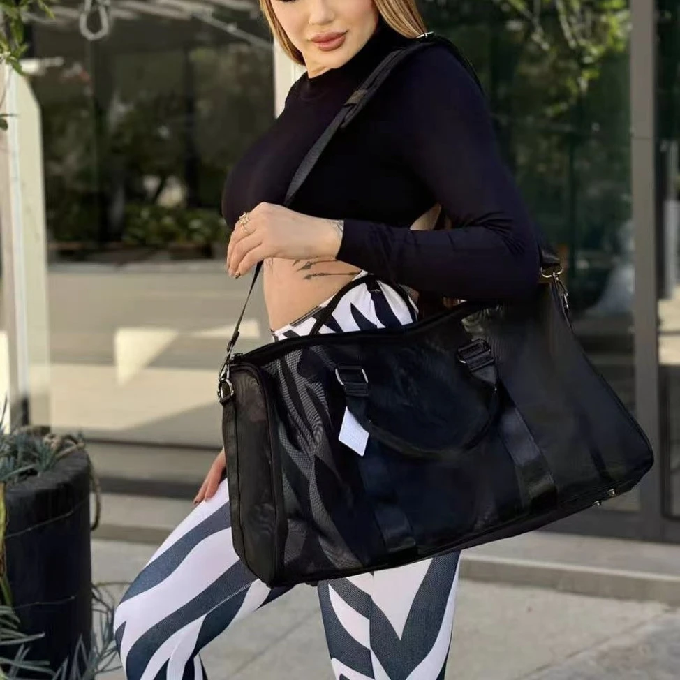 

AL Йога Прозрачная сетчатая дорожная дорожная сумка Повседневная дорожная сумка для женщин и мужчин Большая вместительная сумка-тоут для отдыха и путешествий