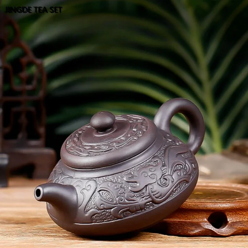 1PCS 230ml large capacity Yixing purple clay teapot Chinese retro handmade single tea pot zisha tea set