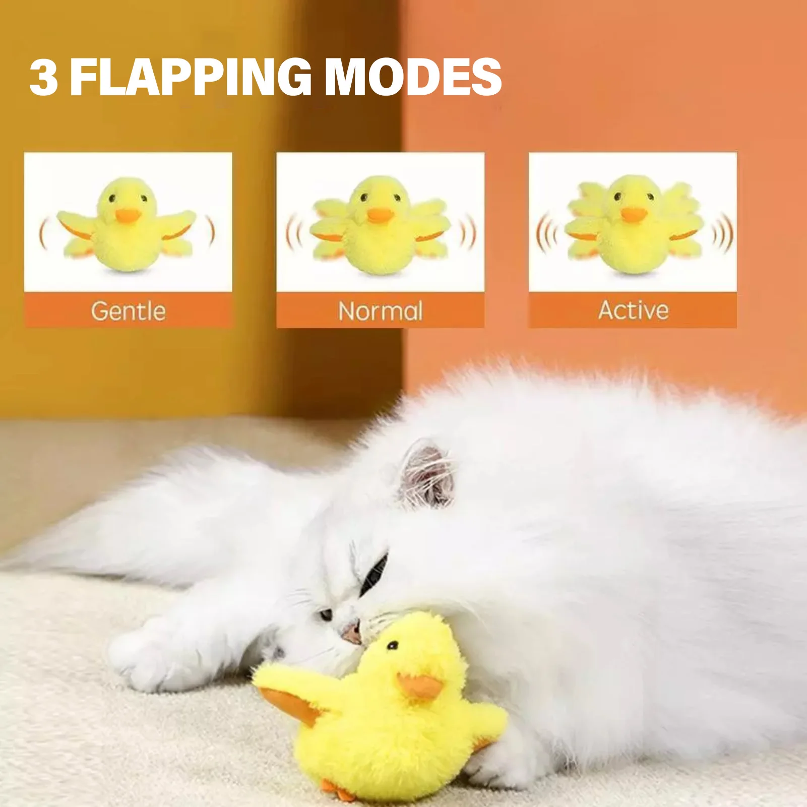 Electric Plush Duck Cat Toy Cat Exercise Toys with Lifelike Quacking Sound for Indoor Outdoor Cats Self Play