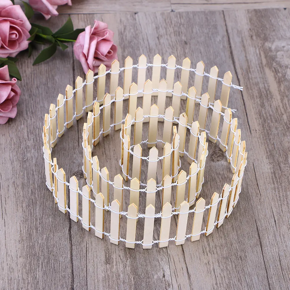 3Pcs Mini Fence Natural Look Micro Landscape Decoration 100cm X 5cm DIY Garden Plant Pot Accessories Wood Mini Fence