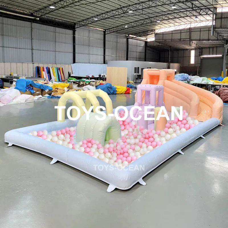Hot Picks Colorful Soft Play Equipment Inflatable Bounce Slide Obstacle Ball Pit for Kids Party Rental