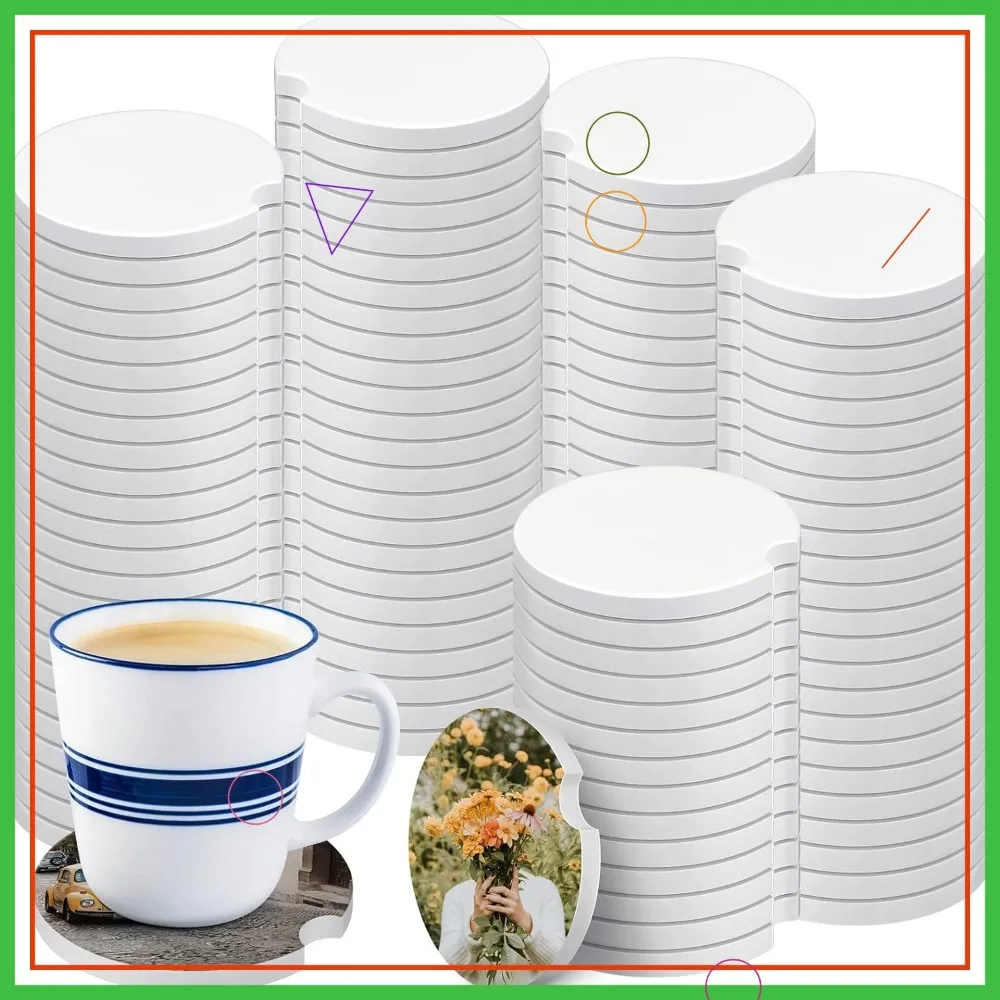 

Ceramic Car Cup Holder Inserts - 100pcs Absorbent Sublimation Blanks with Finger Notch for Easy Removal