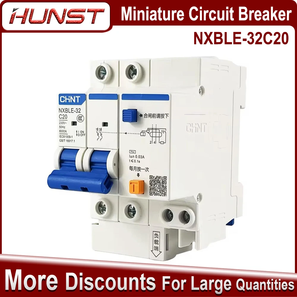 HUNST CHNT NXBLE-32 2P Miniature Leakage Protector 6-32A Household Industrial Air Circuit Breaker Switch