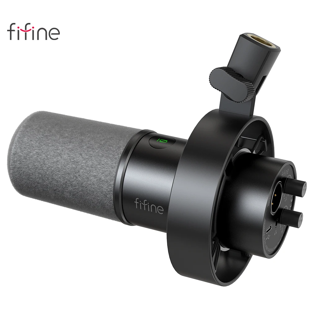 FIFINE-micrófono dinámico USB/XLR con soporte de choque, Conector de auriculares y Control de volumen, táctil y silencioso, para grabación de PC o tarjeta de sonido, K688