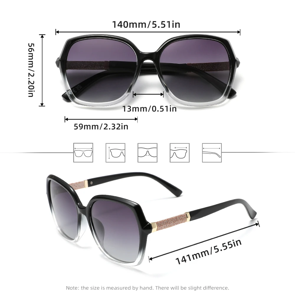 FORQUEEN Mode oversized dameszonnebril gepolariseerde UV400-beschermingsbril voor dames rijbrillen