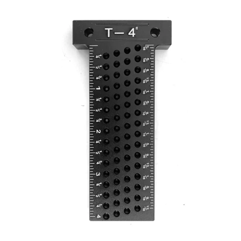 Woodworking Hole Ruler Imperial Scales Hole Locating Auxiliary Marking Gauge Aluminum Alloy T Shape Scriber