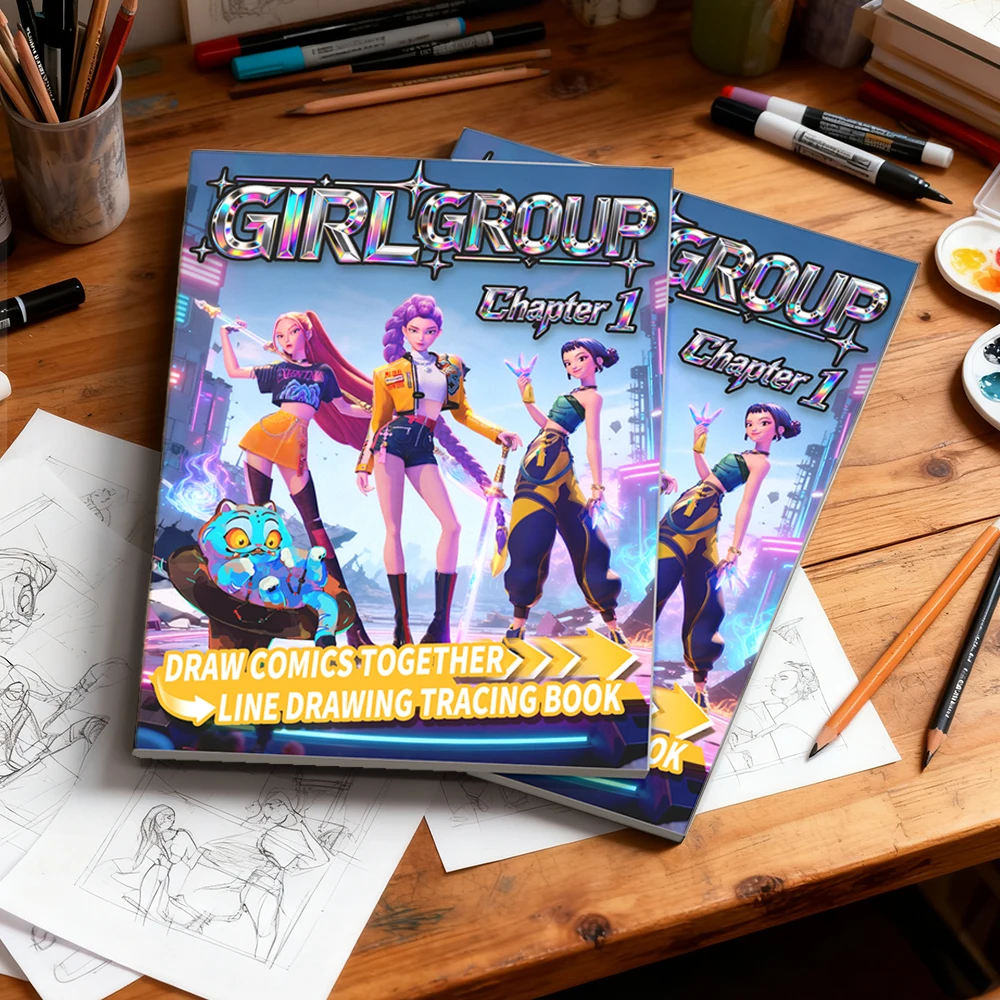 Demo-n Hunters Diy Kleurplaten Doodle Boeken Meisje Groep Figuren Cartoon Graffiti DIY Schilderboek Kinderen Puzzel Tekenspeelgoed