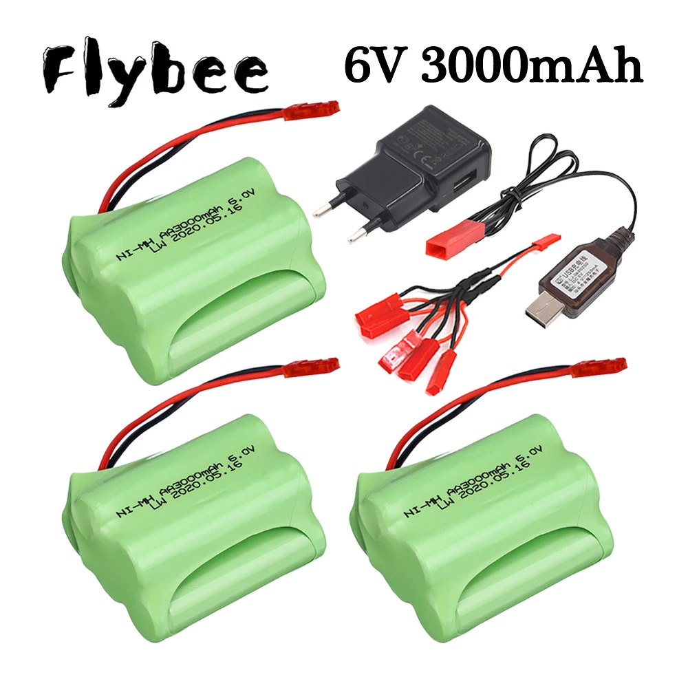 Batería recargable de 6v y 3000mah, cargador para juguetes Rc, coches, tanques, Robots, pistola, NiMH, AA, 6v, 2400mah