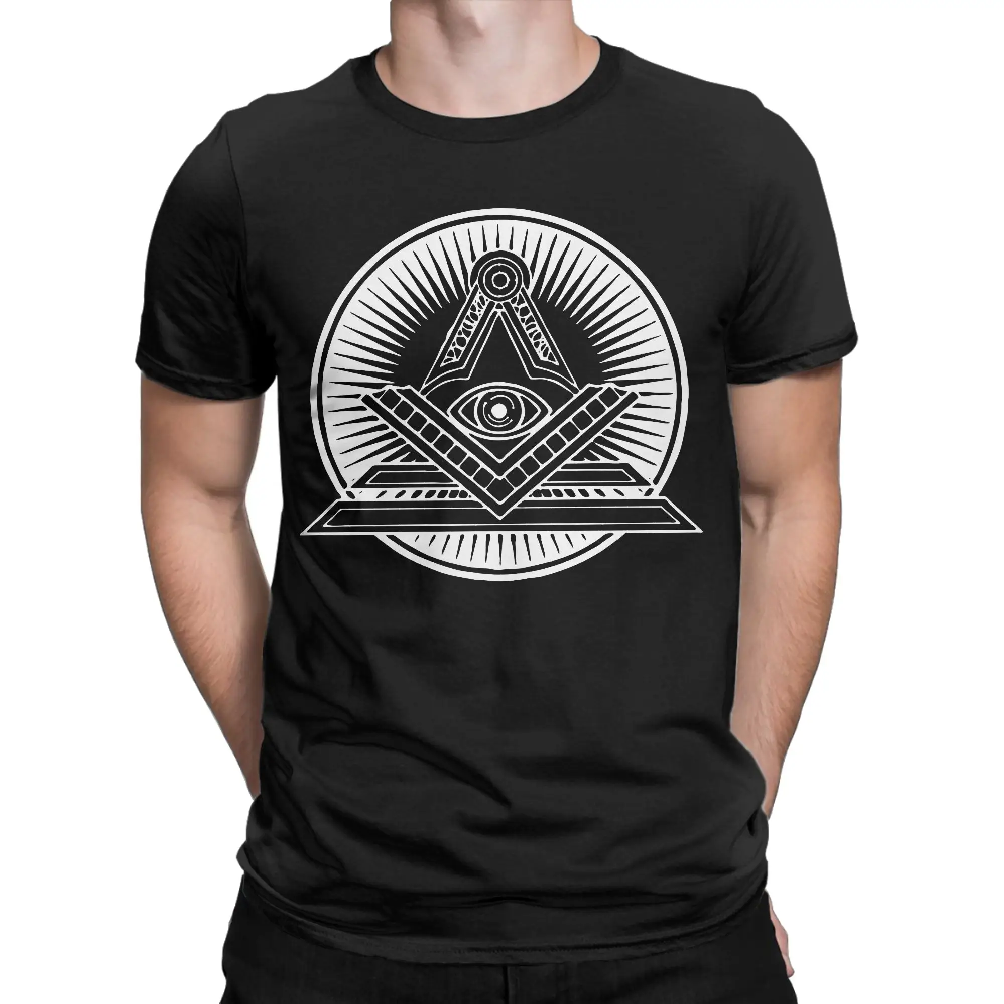 Novelty Illuminati Design Rounded Tshirts For Men Women Cotton Short Sleeve Eye of Providence Round Neck Summer Tops