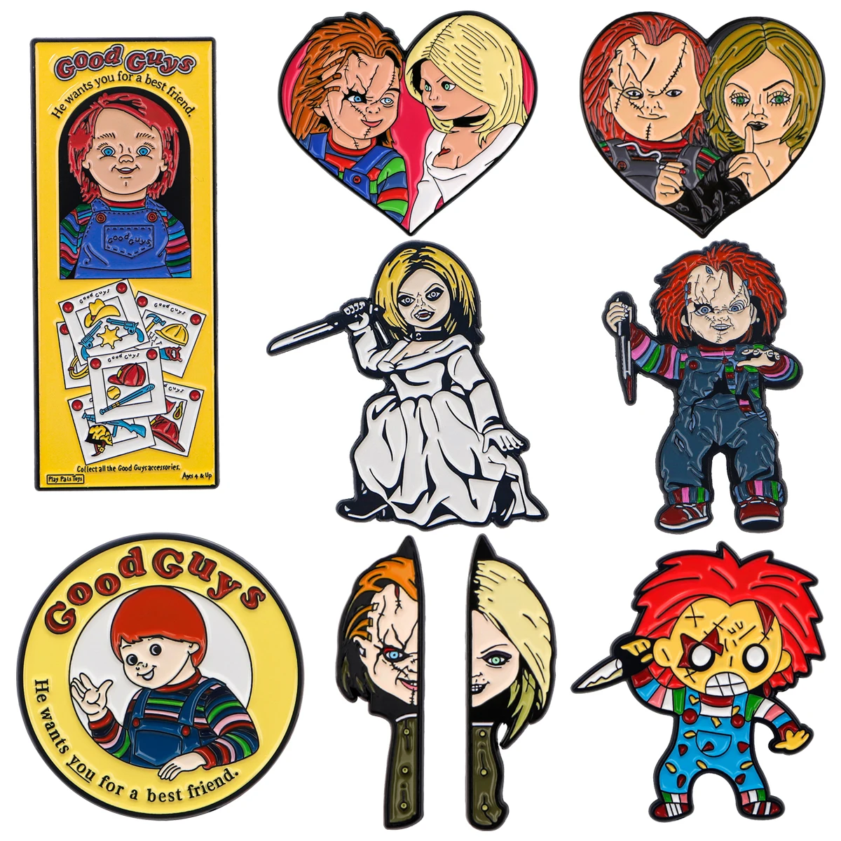 Horror Bride Enamel Pin Brooches for Women Men Lapel Pins Badges on Backpack Clothes Accessories Movie Jewelry Halloween Gifts