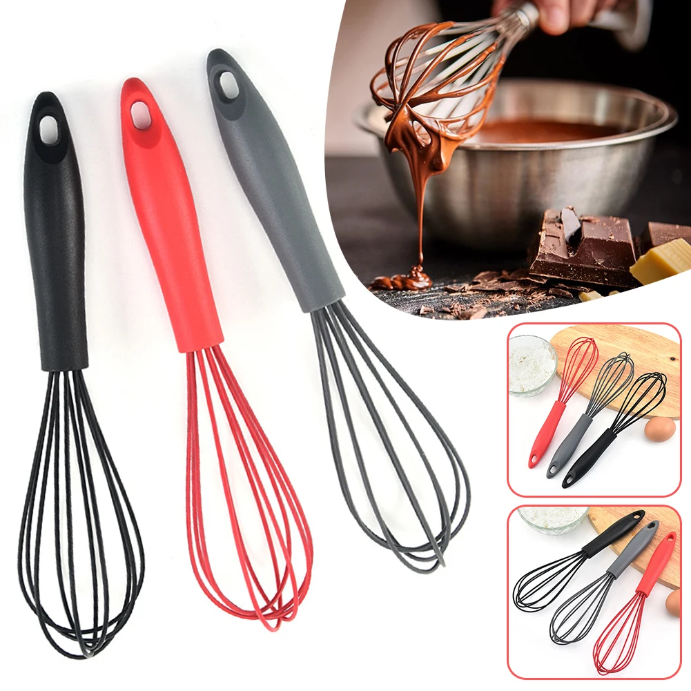 3pcs Silicone Small Size Egg Beater Manual Cream Egg Small Stirring Rod Mini Egg-Whisk Baking Tool